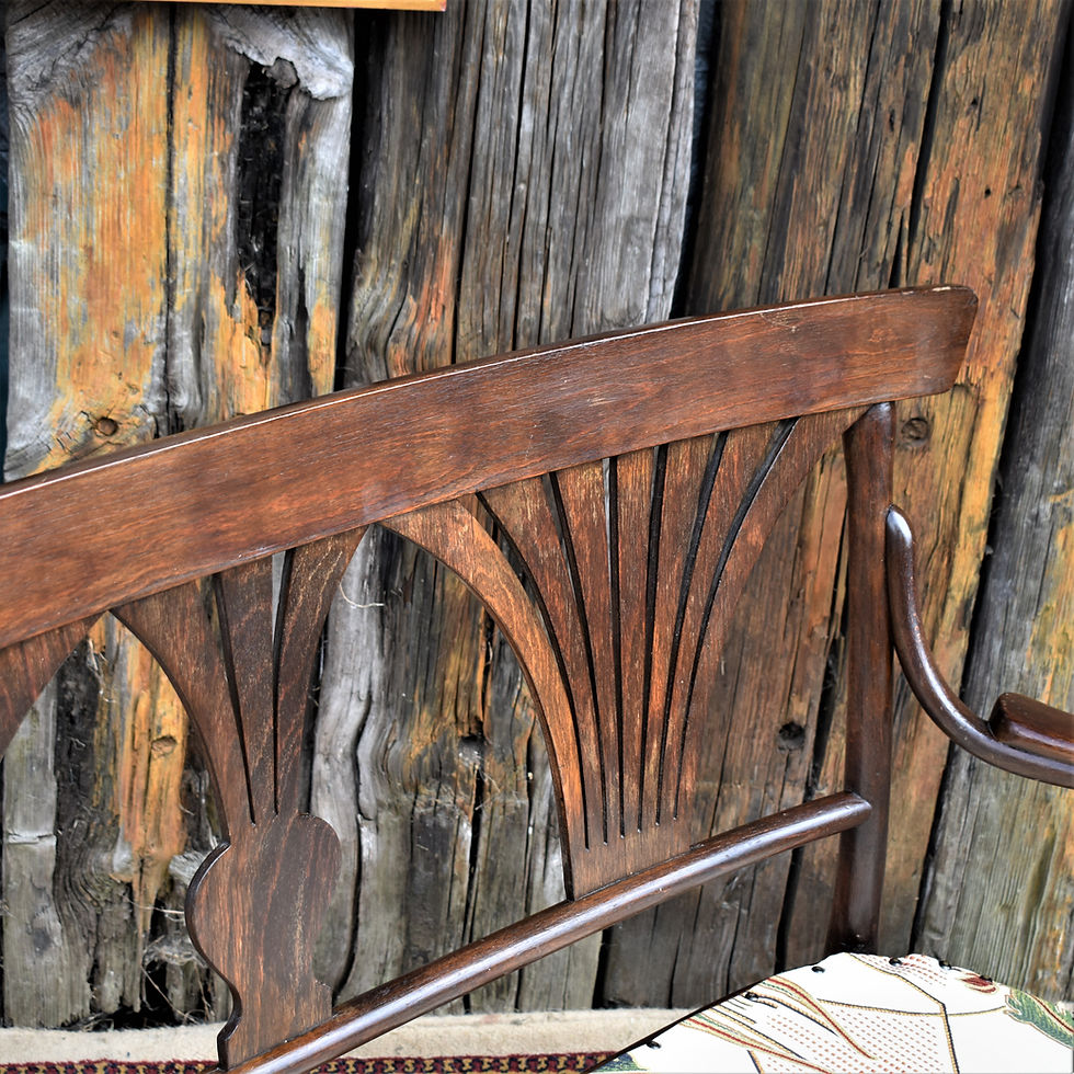 Thumbnail: Antique Gerbruder Thonet Bentwood Loveseat Bench No 221 Art Nouveau Fabric Sofa