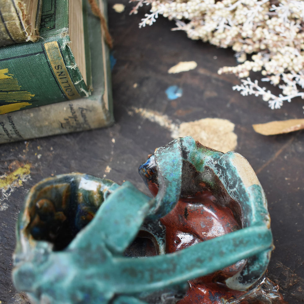 Thumbnail: Vintage Hand Made Artist Designed Pot Pourri Dish Studio Pottery Sculpture Bowl