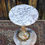 Thumbnail: Antique Rare Italian Marble Onyx Grape Vine Cast Bronze Side Lamp Round Table