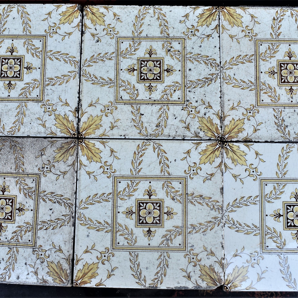 Thumbnail: Antique 1900 Minton Tint and Print Stoke on Trent Tiles Set of Six