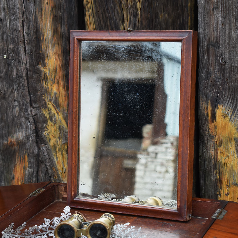 Thumbnail: Antique 19th Century Officer's Military Campaign Field Folding Travelling Mirror