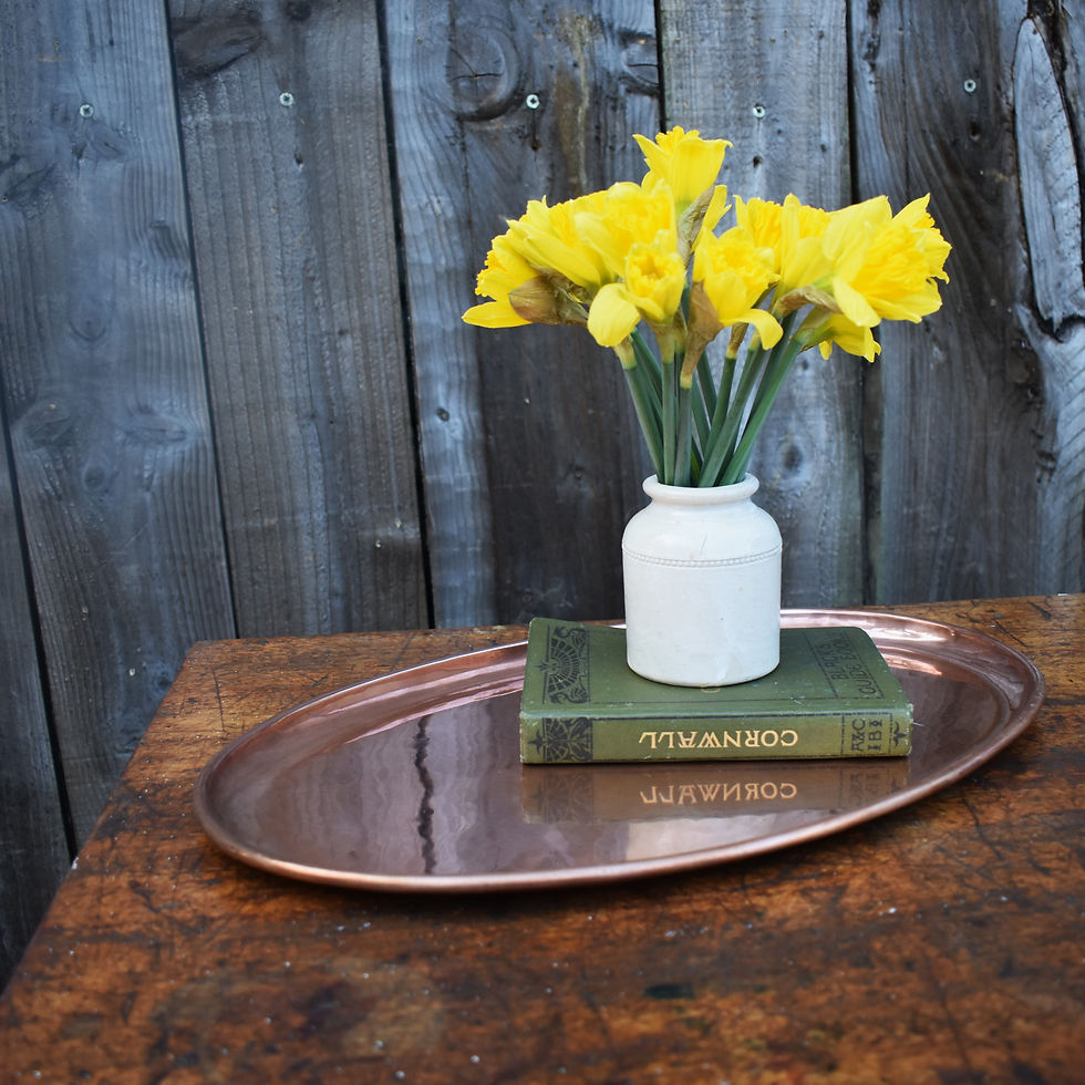 Antique Arts & Crafts Keswick School Industrial Art Hand Made Copper Oval Tray