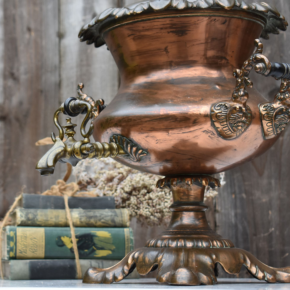 Thumbnail: Antique Victorian Acanthus Leaf Copper Brass Samovar Urn Tea Kettle
