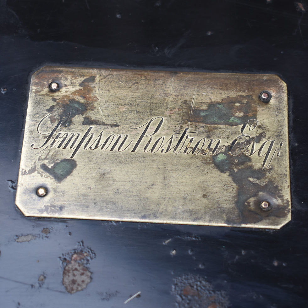 Thumbnail: Antique Simpson Rostron Military Uniform Box Bicorn Metal Trunk Case Hoare & Co