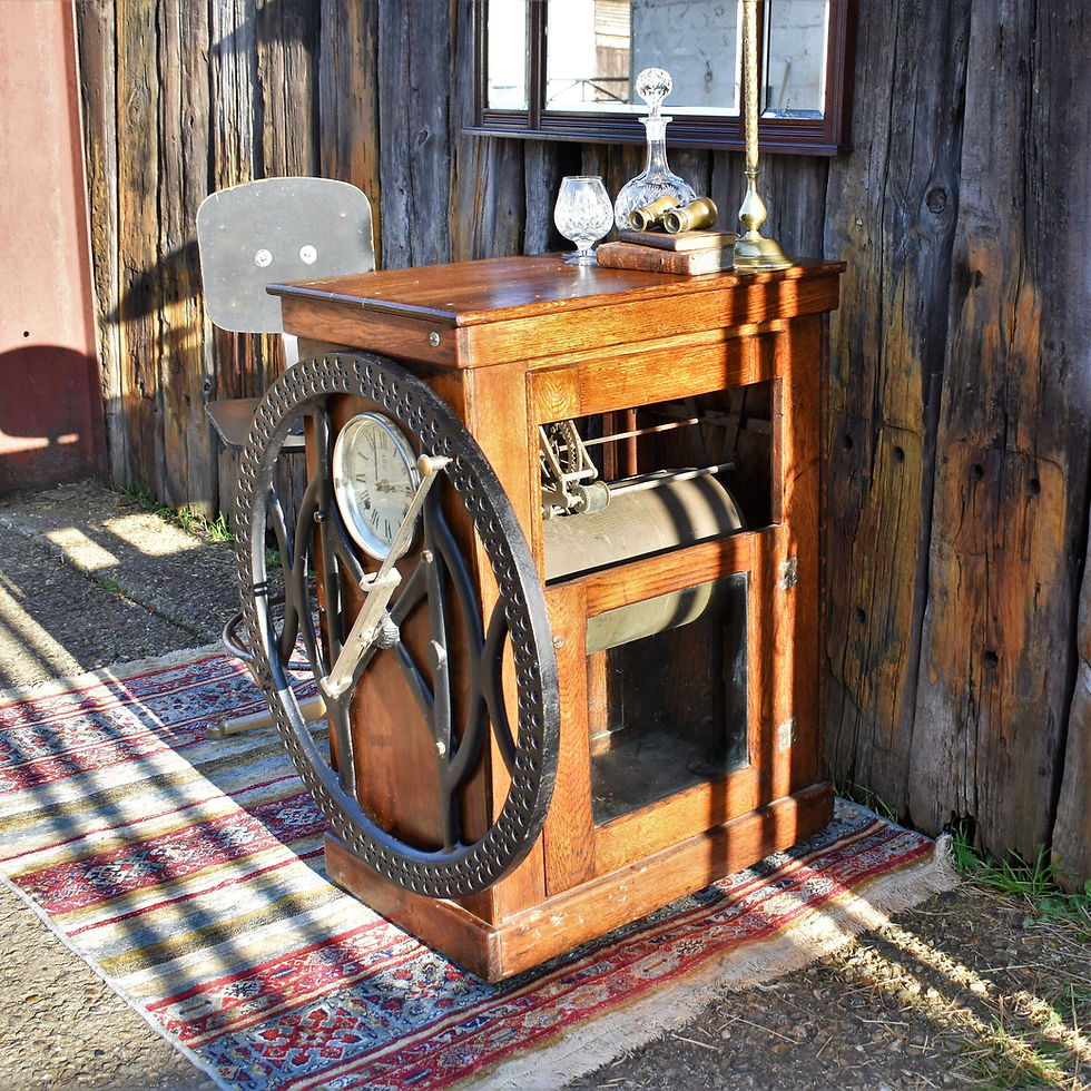 Thumbnail: Antique Rare American International Time Recorder Clock Table Bar Cabinet