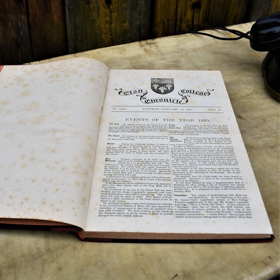 Thumbnail: Antique 1911 Eton College Monthly Chronicle Fine Half Leather Bound Book