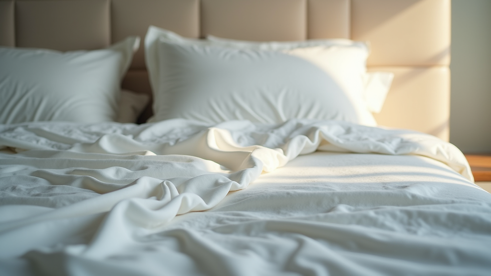 Close-up view of a comfortable mattress with soft bedding