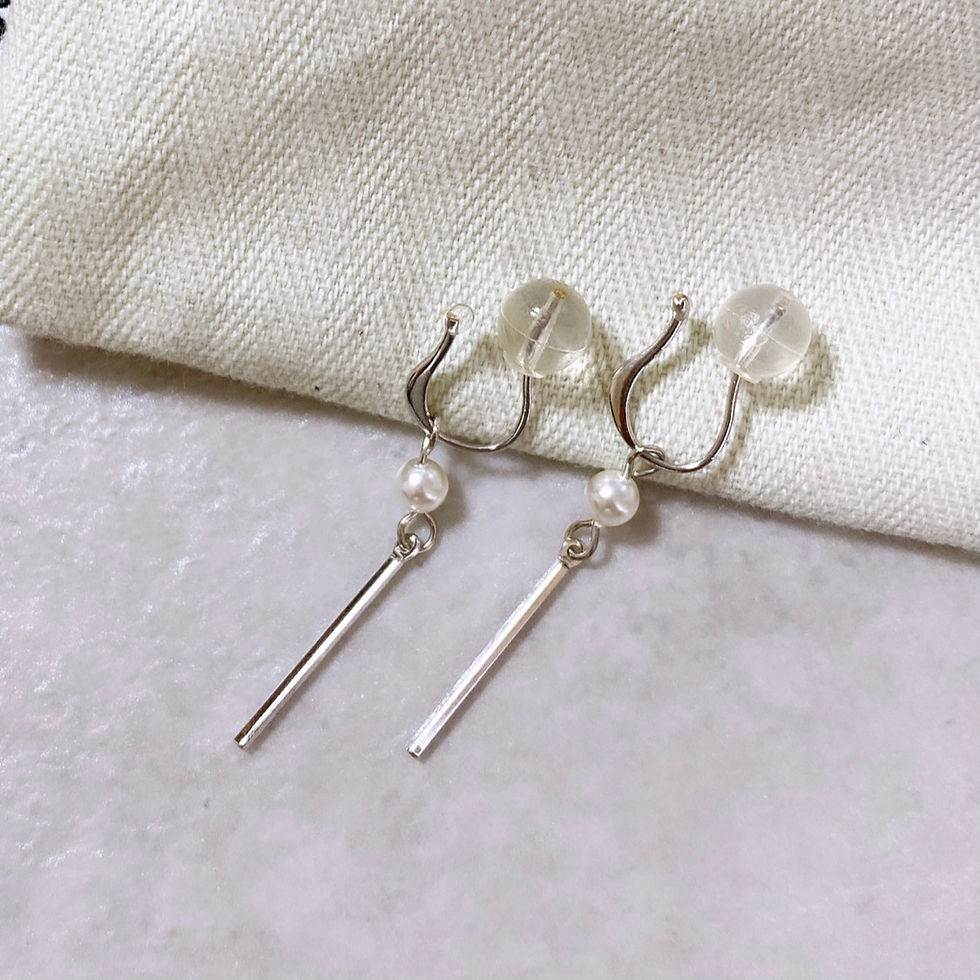 サムネイル： No.23 | 小さめパールと華奢スティックのシンプルイヤリング  シルバー
