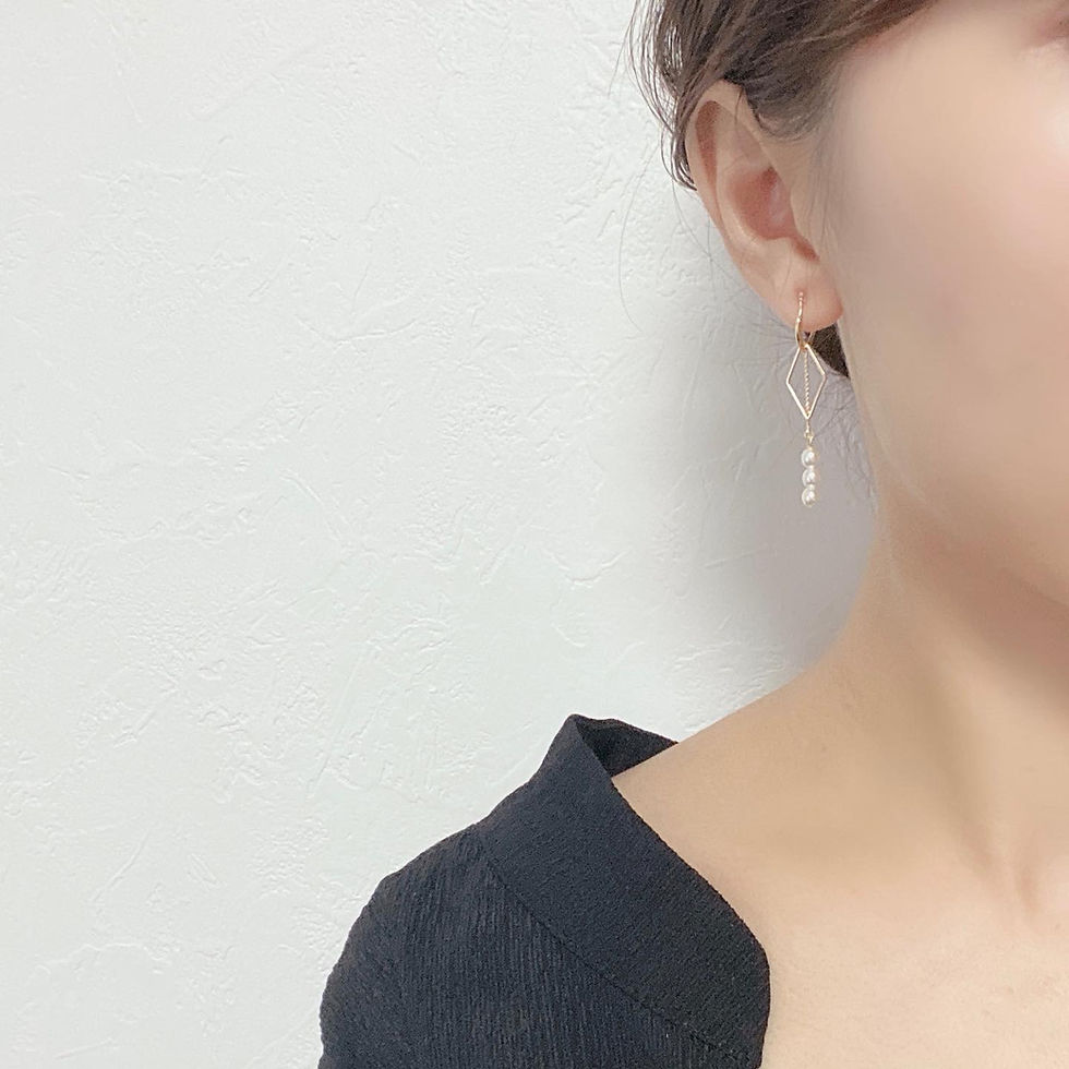 サムネイル： No.40 | 2way 小さいパールとひし形モチーフが上品に揺れるイヤリング