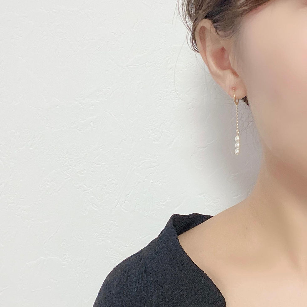サムネイル： No.40 | 2way 小さいパールとひし形モチーフが上品に揺れるイヤリング