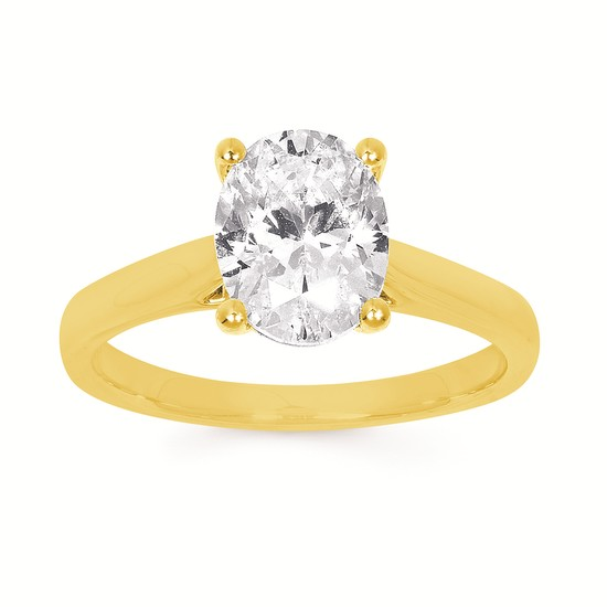 14k Yellow Gold Oval Lab-Grown Engagement Ring