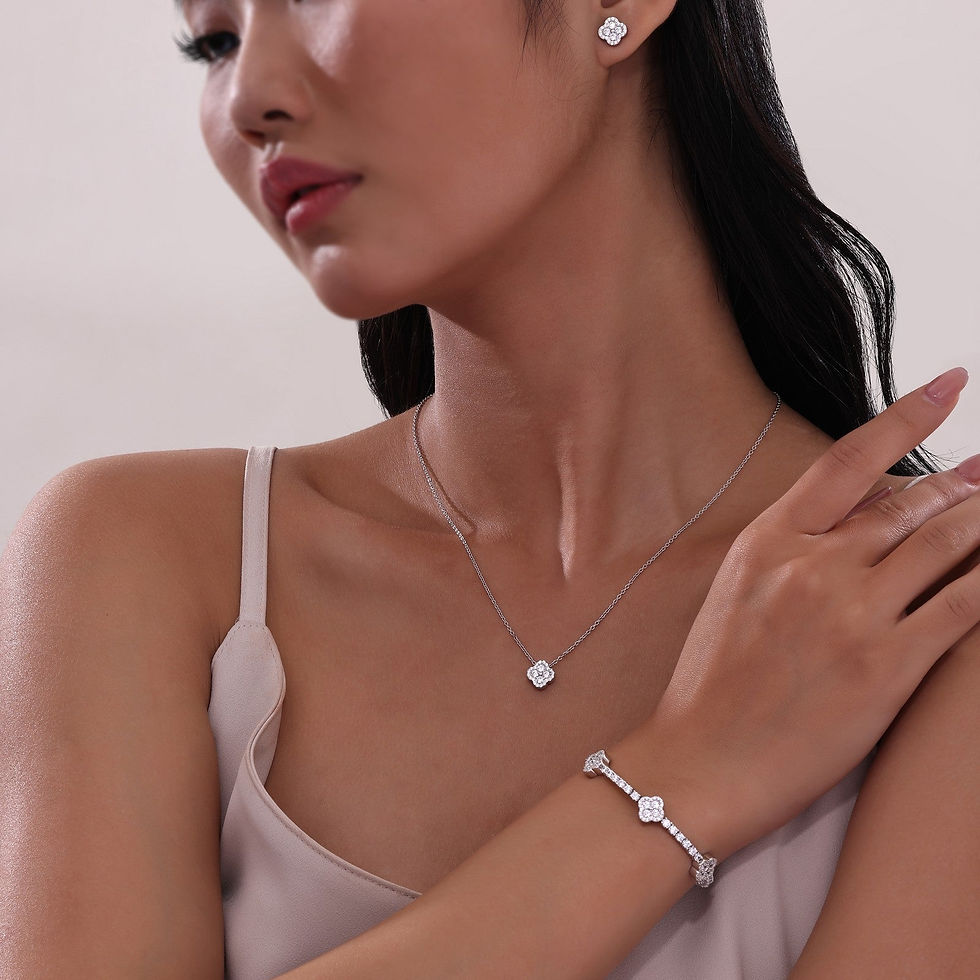 Thumbnail: Sterling Silver "Good Luck" Symbol Stationed Necklaces