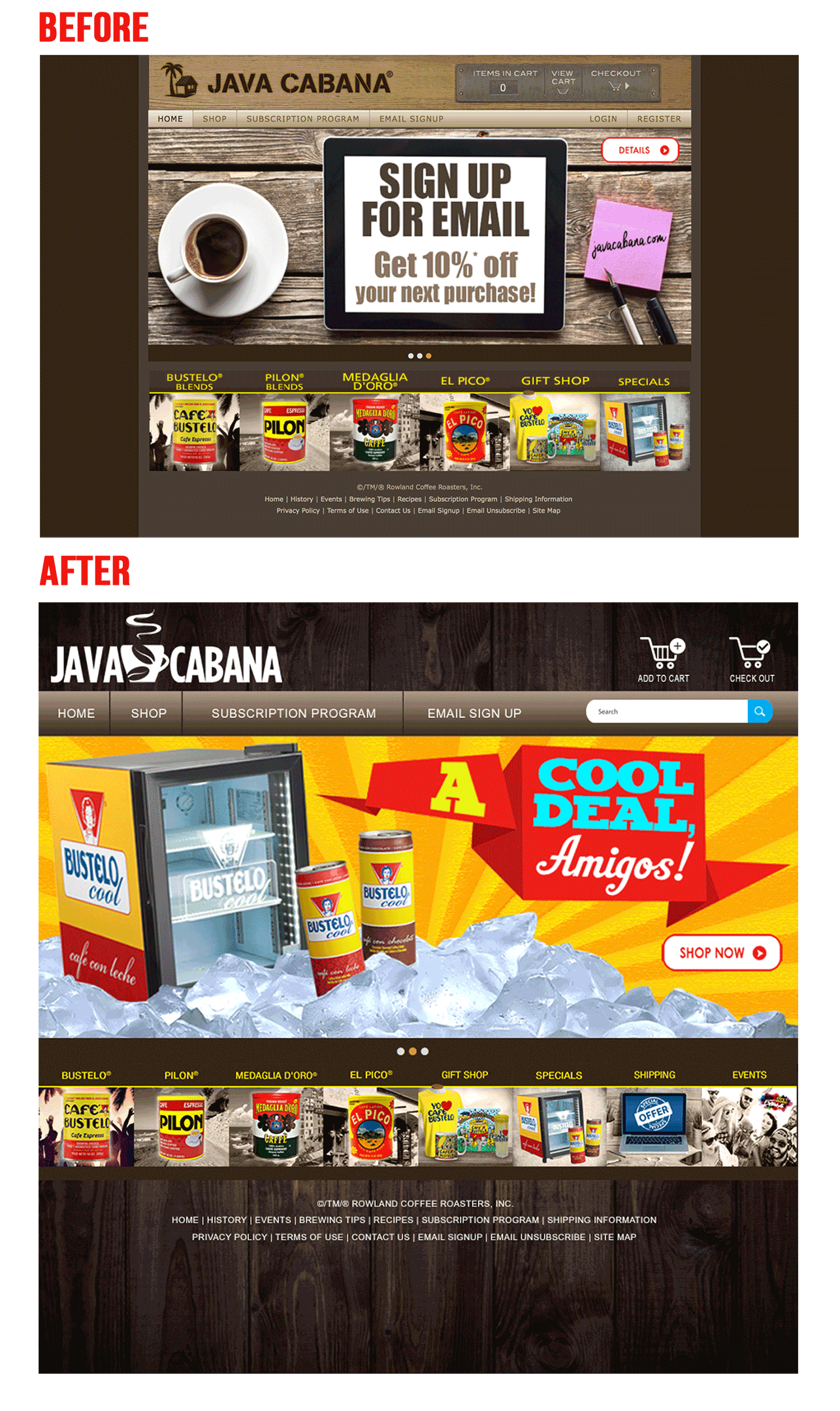 Java Cabana website redesign