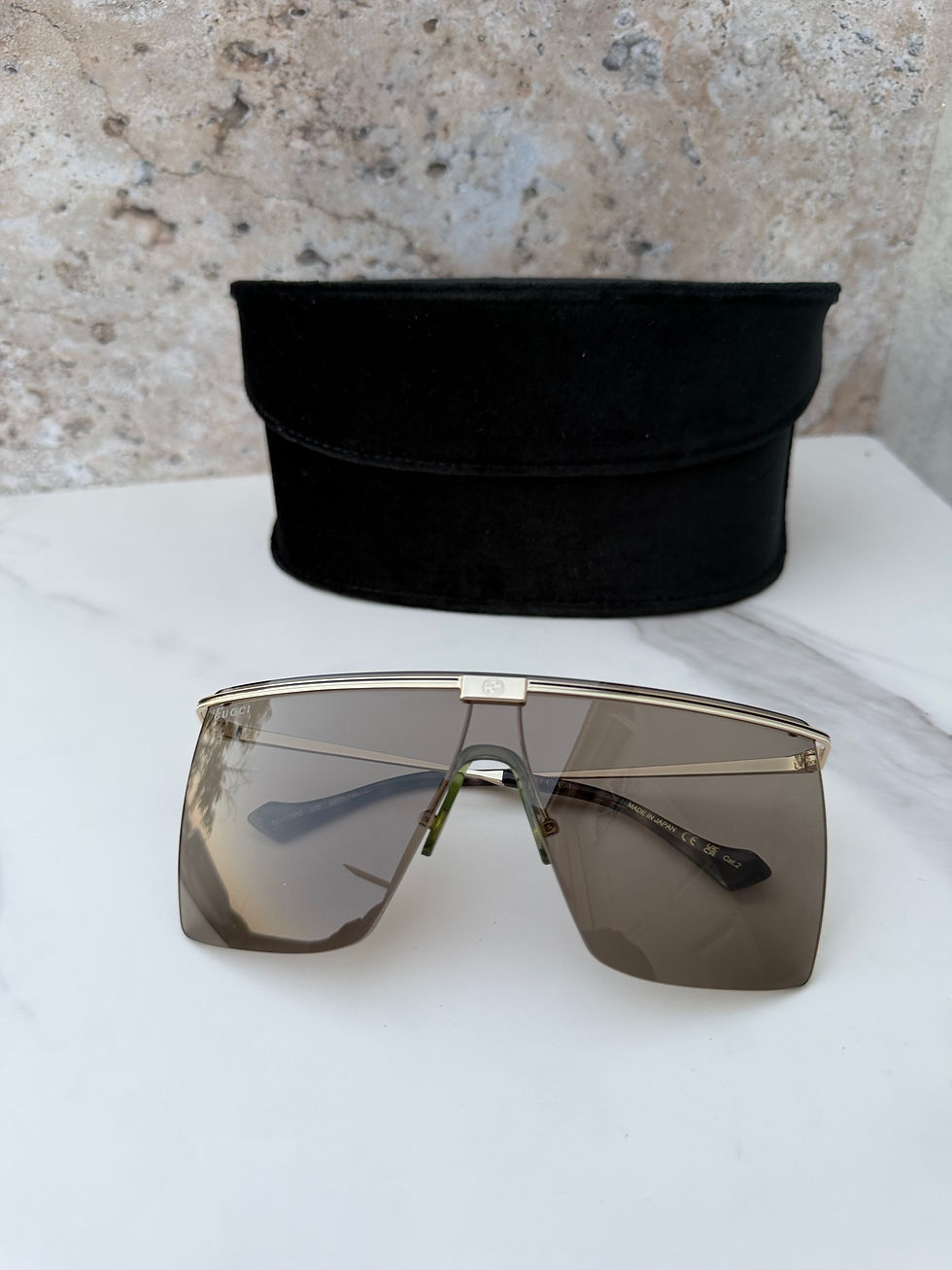 Thumbnail: GUCCI GG1096S BROWN SHIELDED RIMLESS SUNGLASSES