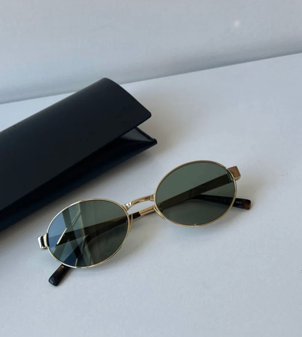 Thumbnail: SAINT LAURENT SL692 OVAL SUNGLASSES IN GOLD GREEN