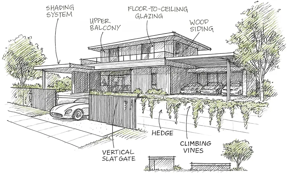 From Within Residence – Architectural concept plan of forest house, Big Sur California