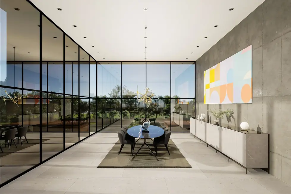 From Within Residence – Dining area with panoramic views of Big Sur forest, Vidastudio