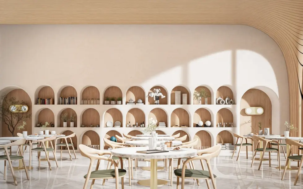 The Coffee Place – Bakery counter and arched niches interior design, Buenos Aires