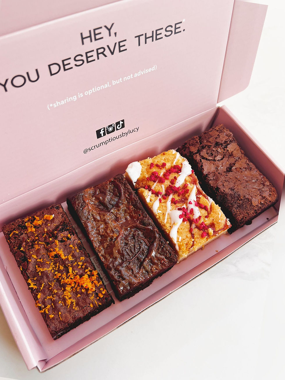 Brownie gift of gluten free brownies and blondies by Scrumptious by Lucy