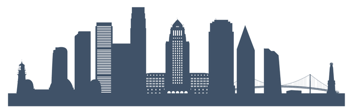 Monochrome cityscape graphic