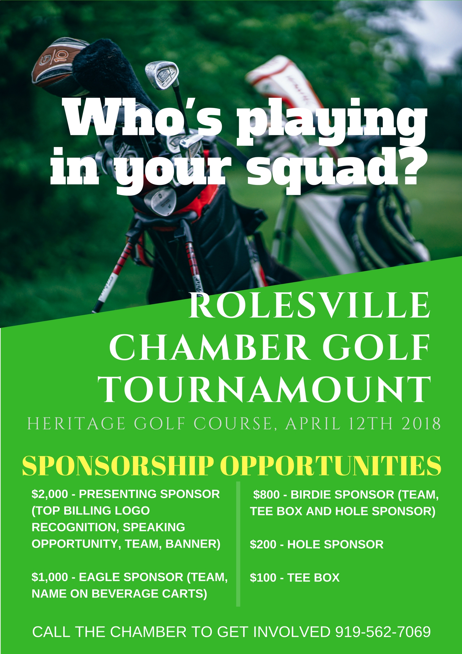 Country Club Green Golf Tournament Poster