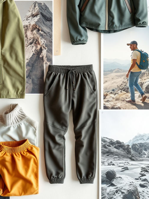 a photo of a mood_inspiration board for outdoor and sportswear design, colours should be n