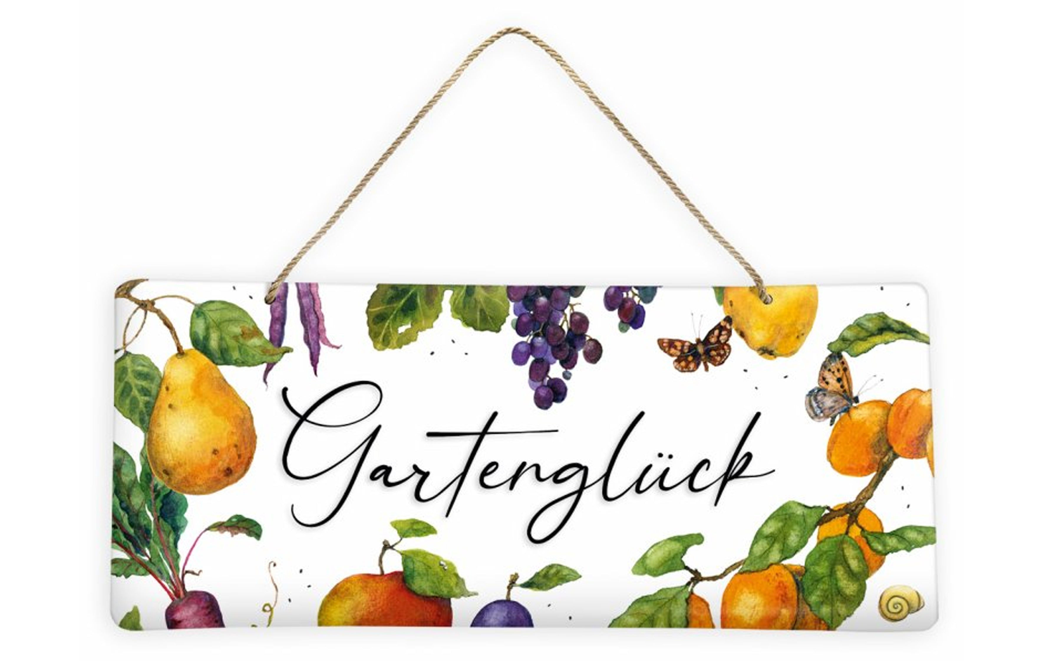 GartenGlück Schild mit Früchten