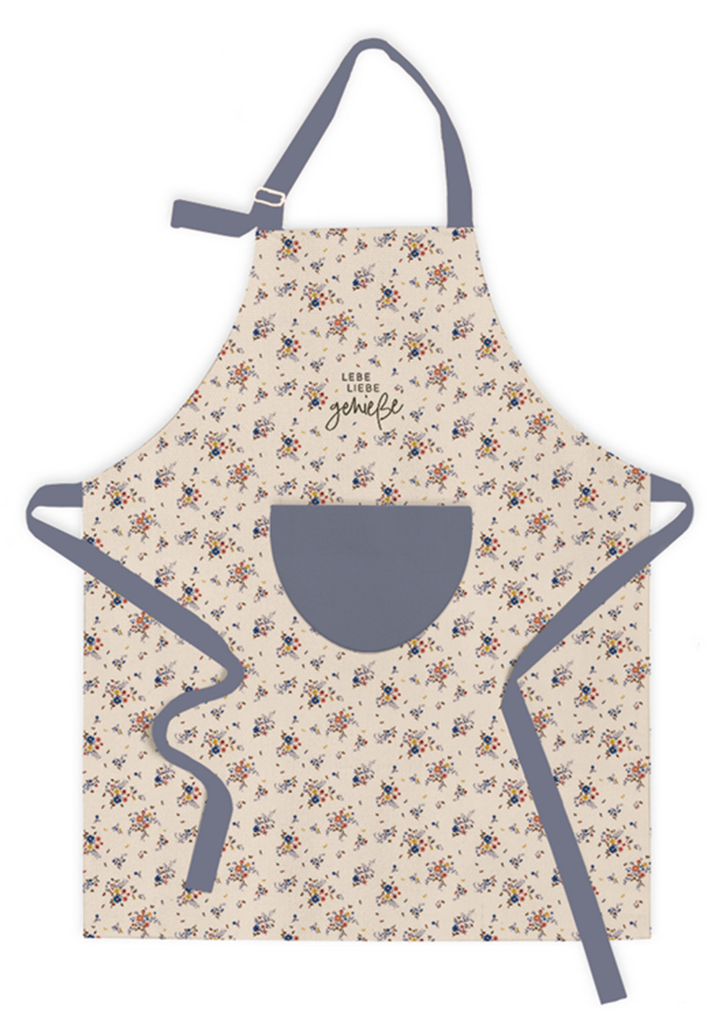 Schürze mit Bienenmuster und Tasche: "Sei lieb zu dir selbst"