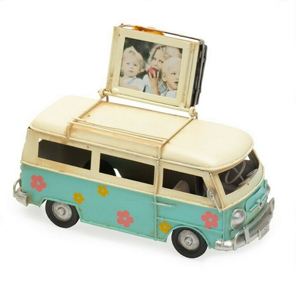 Blumen-Bus-Bilderrahmen: Nostalgie-Foto im Vintage-Design