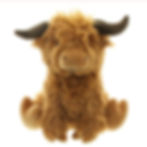 Kuschliger Türstopper als Stier mit kuschligem Zottelfell und Hörnern