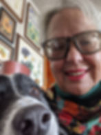 woman with dog selfie