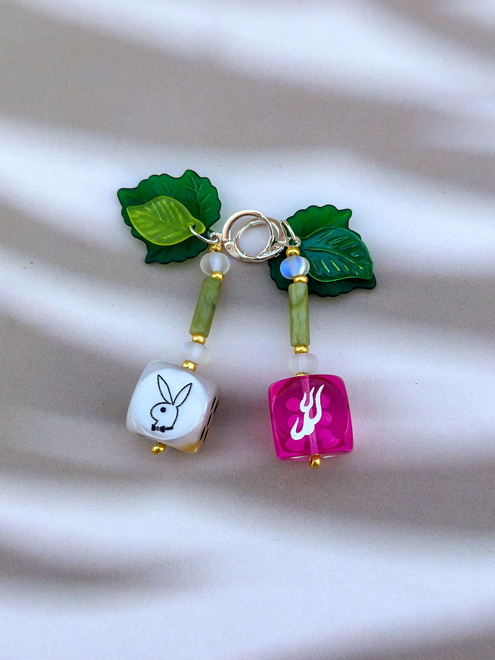 Thumbnail: Cherry beaded dice earrings