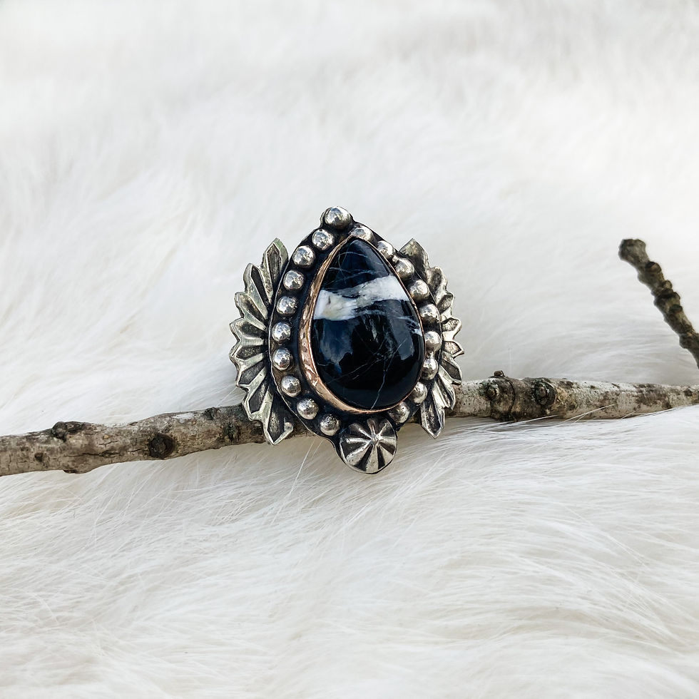 White buffalo tear drop ring