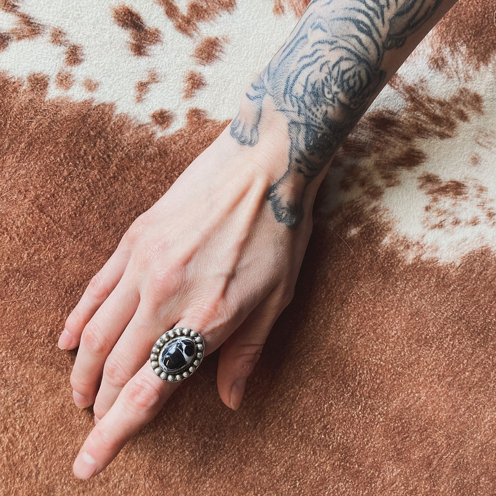 White buffalo round turquoise ring
