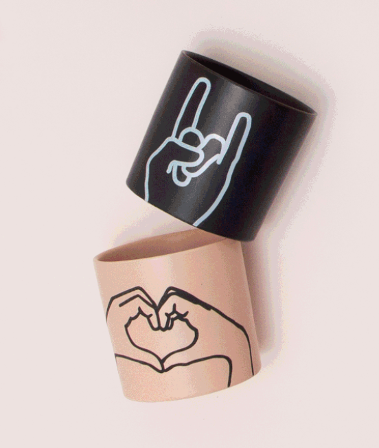 Thumbnail: Black Ceramic Candle ~ "Rock On"