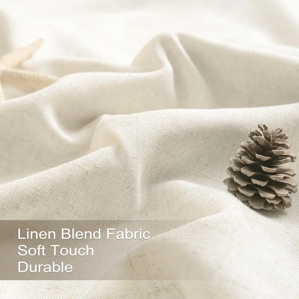 Thumbnail: 100% Blackout Natural Linen Curtains - 2 Panels