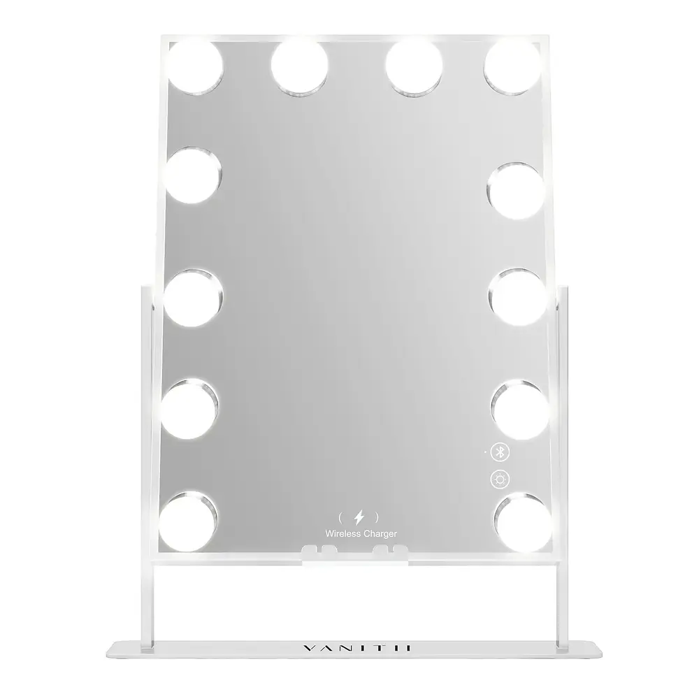 Reclinable vanity mirror