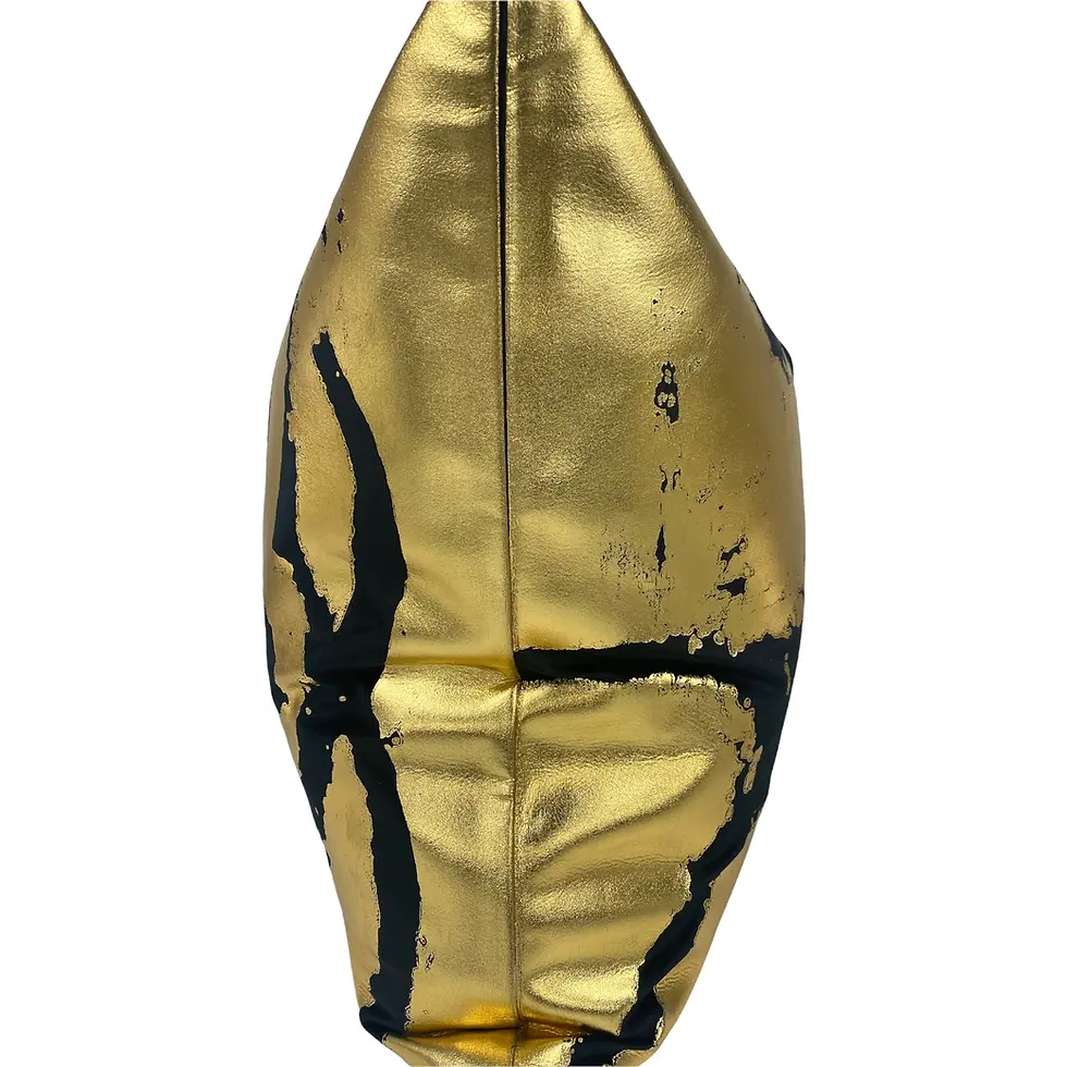 Thumbnail: Black Velvet W/Gold Foil Abstract Pillow