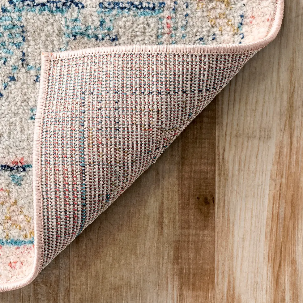 Thumbnail: Pink and Blue Faded Vintage Medallion Area Rug