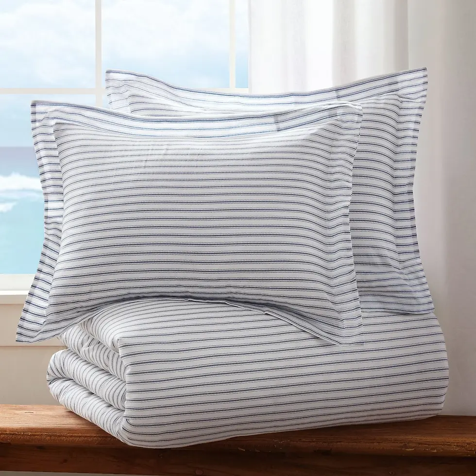 blue stripe comforter set