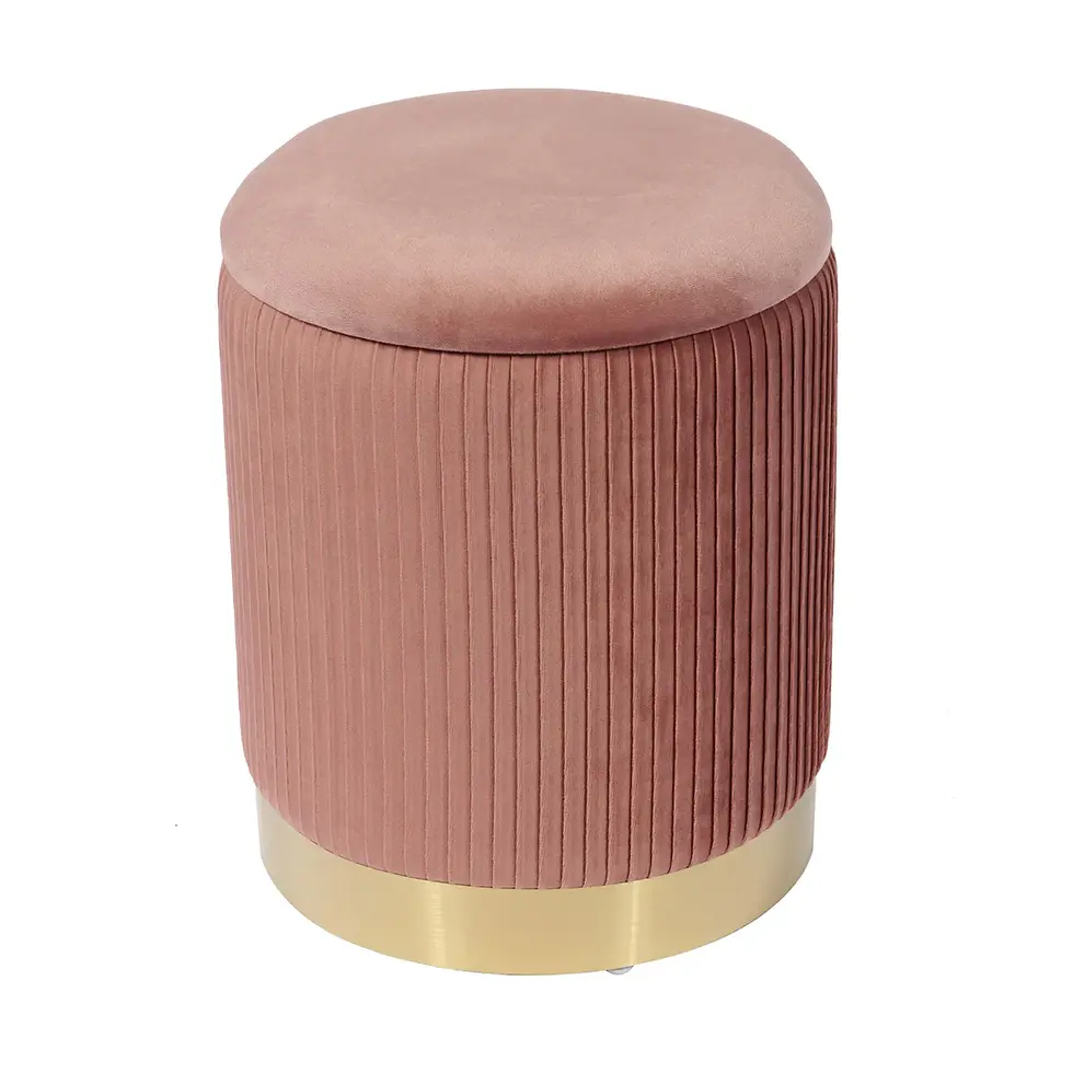 Thumbnail: Shelly Velvet Storage Ottoman (Rose)