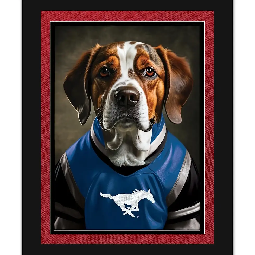 Thumbnail: dog in team jersey art