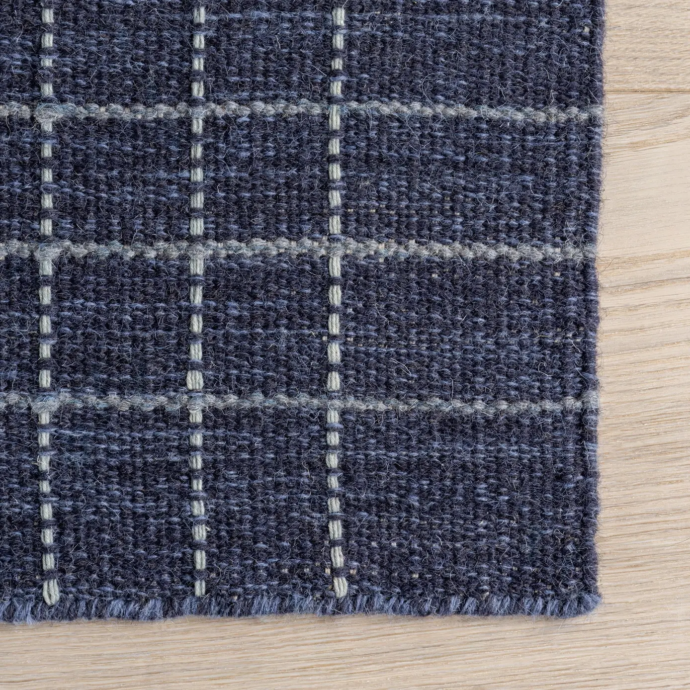 Charlie Plaid Wool Rug - Navy
