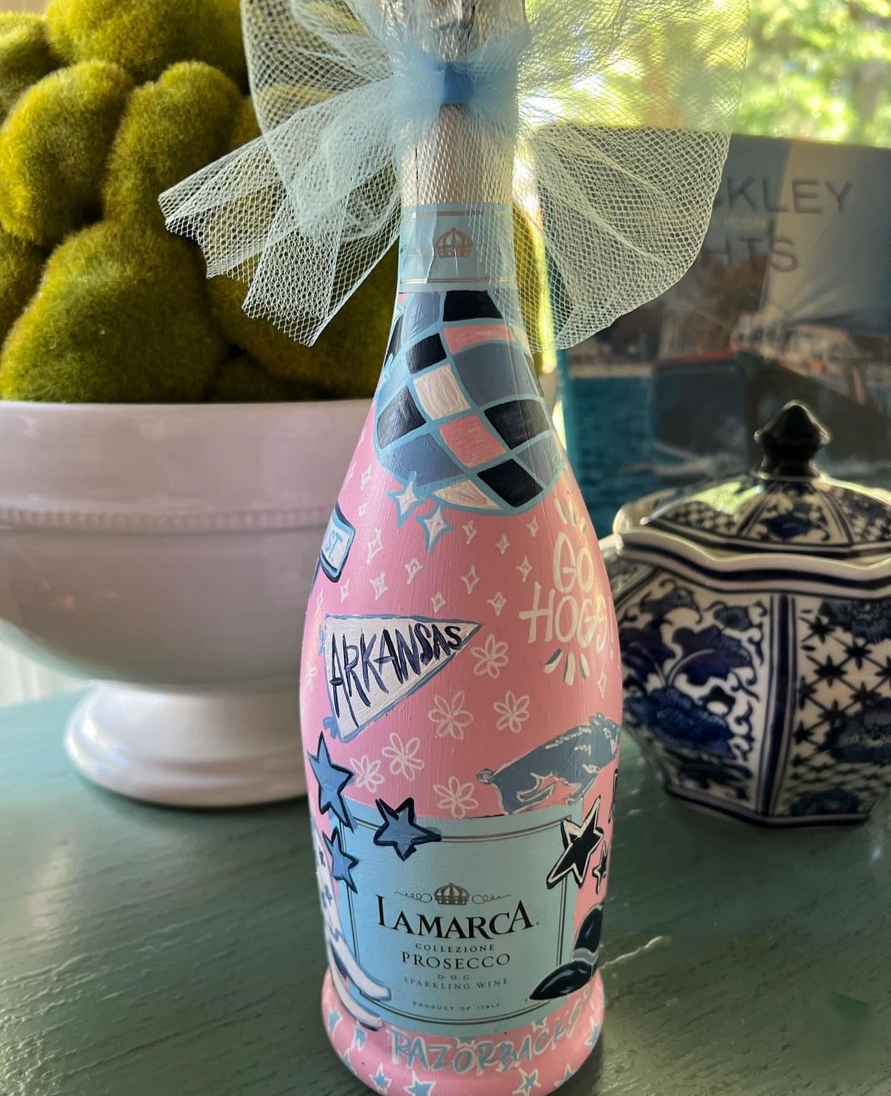 Arkansas hand painted bottle