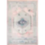 Pink and Blue Faded Vintage Medallion Area Rug