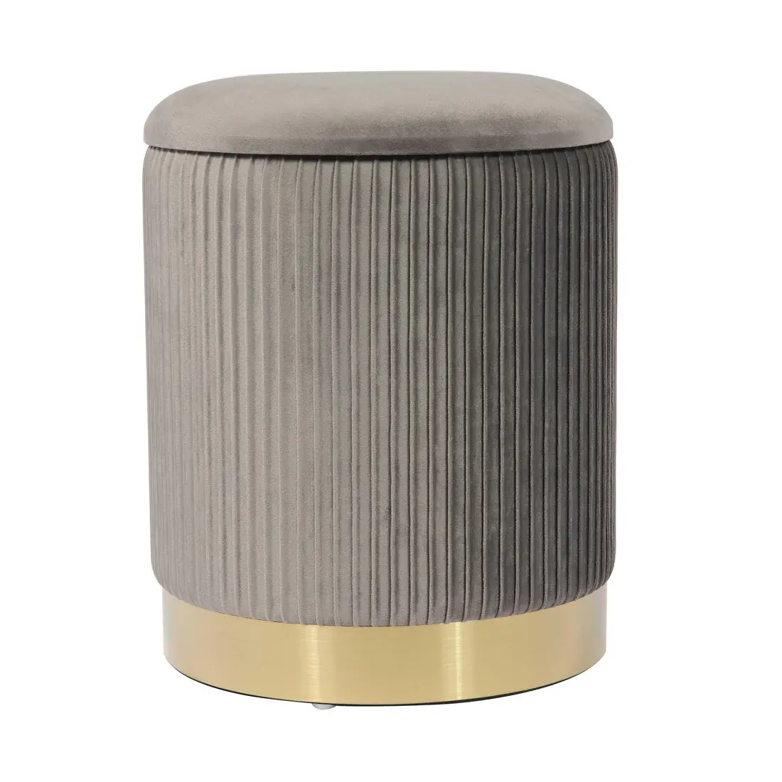 Velvet Storage Ottoman grey and gold