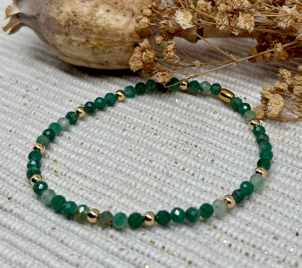 Thumbnail: African Jade Faceted Bead Bracelet - 12k Gold Filled