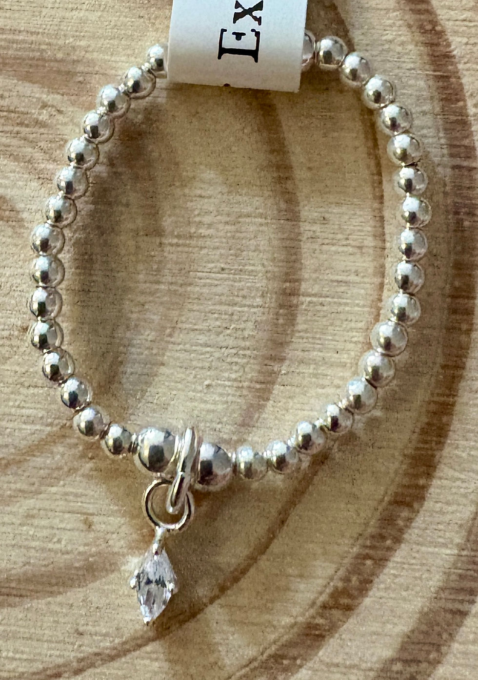 Thumbnail: "Amelia" Round Bead, CZ Marquise Charm Ring - 925 Sterling Silver