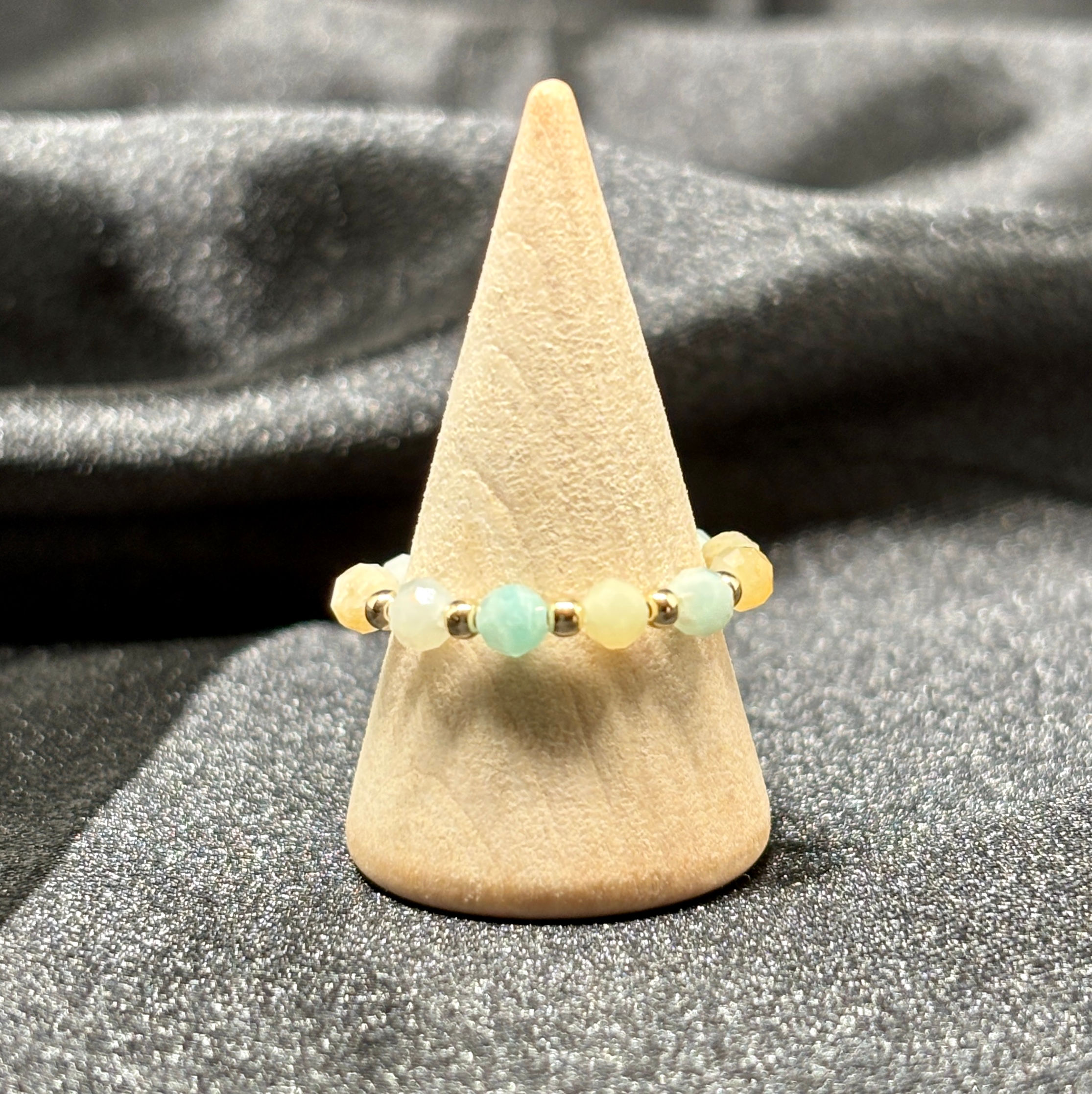Mixed Amazonite Faceted Bead Ring - 12k Gold Filled