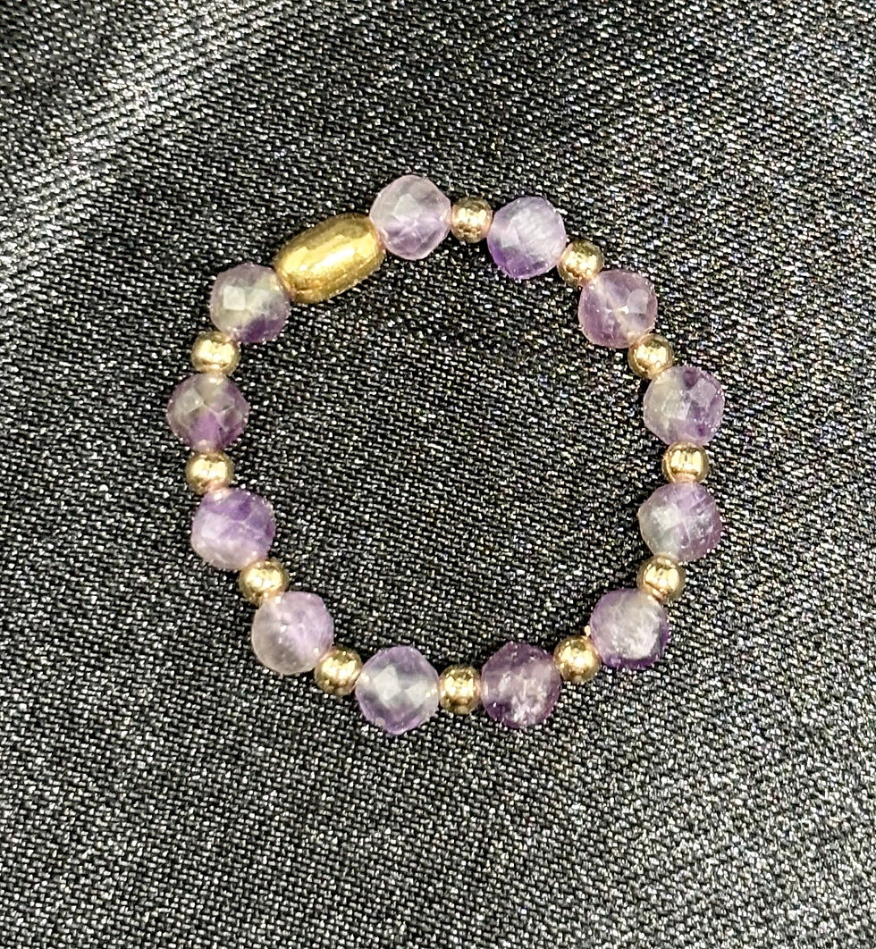 Thumbnail: Light Amethyst Faceted Bead Ring - 12k Gold Filled